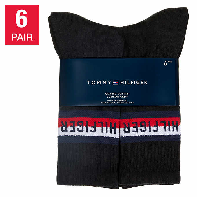 Tommy Hilfiger Men's Crew Sock,  Black (6-Pair)